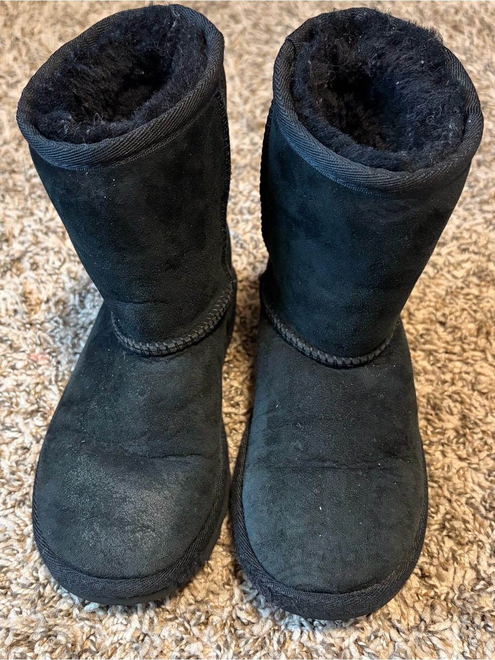 UGG Kids Black Suede Shearling Boots